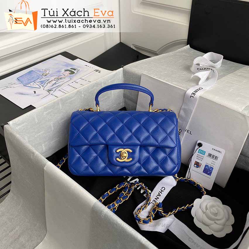 Túi Xách Chanel Classic Flap Bag Siêu Cấp Màu Xanh Dương Đẹp M2431.