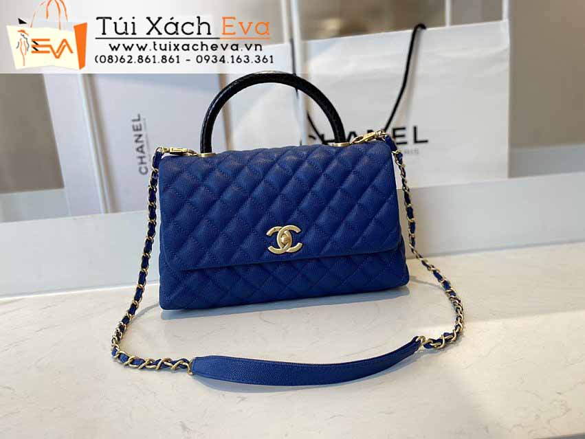 Túi Xách Chanel Coco Handle Bag Siêu Cấp Màu Xanh Dương Đẹp M92991