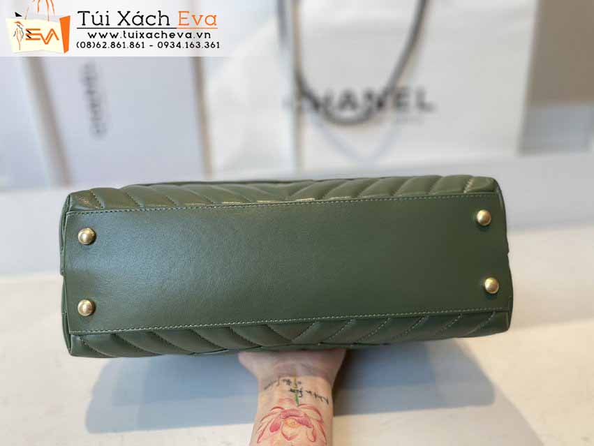 Túi Xách Chanel Coco Handle Bag Siêu Cấp Màu Xanh Lá Đẹp M92991