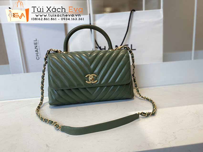 Túi Xách Chanel Coco Handle Bag Siêu Cấp Màu Xanh Lá Đẹp M92991