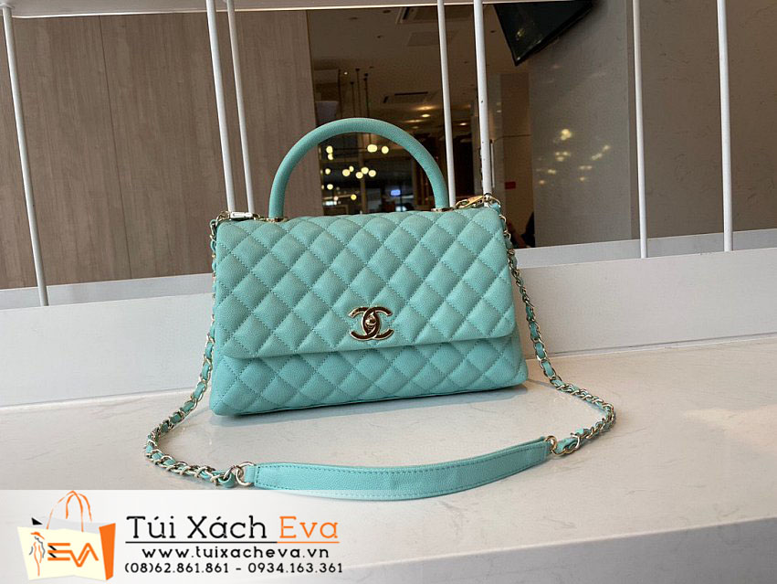 Túi Xách Chanel Coco Handle Bag Siêu Cấp Màu Xanh Đẹp M92993.
