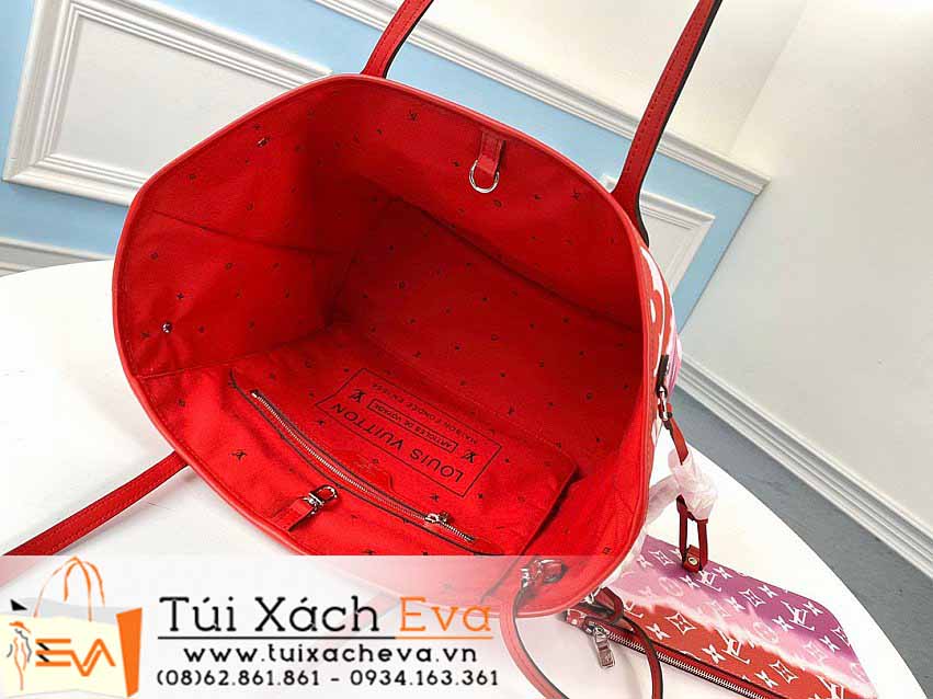 Túi Xách LV Neverfull Bag Siêu Cấp Màu Đỏ Phối Hồng Đẹp M45127.