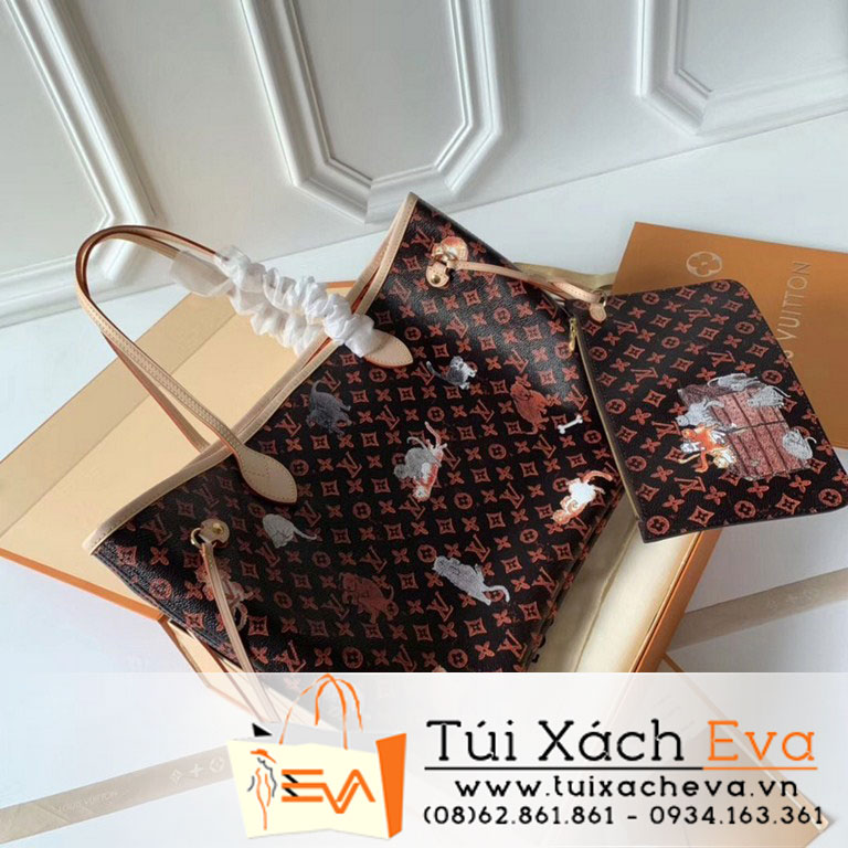 Túi Xách Lv Neverfull Siêu Cấp Hoa Nâu In Hình M44441