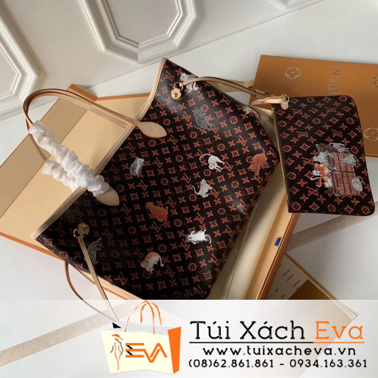 Túi Xách Lv Neverfull Siêu Cấp Hoa Nâu In Hình M44441