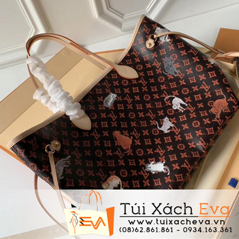 Túi Xách Lv Neverfull Siêu Cấp Hoa Nâu In Hình M44441