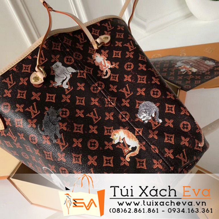 Túi Xách Lv Neverfull Siêu Cấp Hoa Nâu In Hình M44441