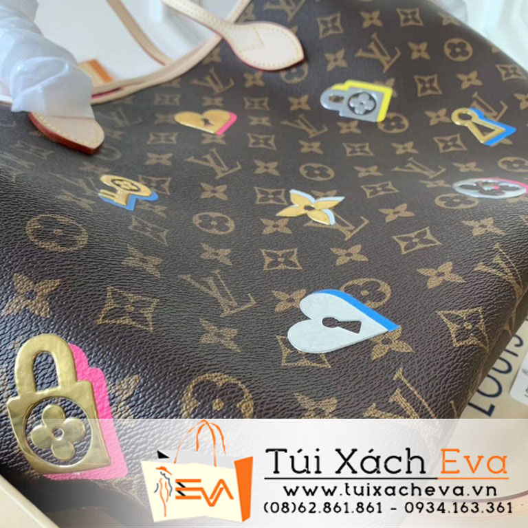 Túi Xách Lv Neverfull Siêu Cấp Hoa Nâu Phụ Kiện M44364