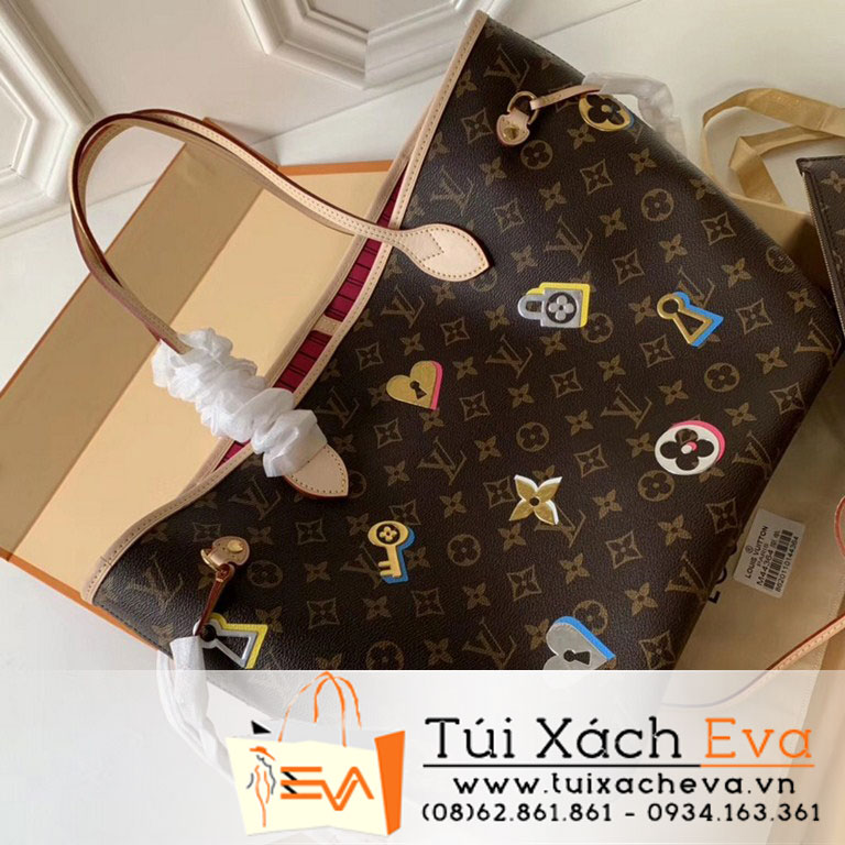 Túi Xách Lv Neverfull Siêu Cấp Hoa Nâu Phụ Kiện M44364