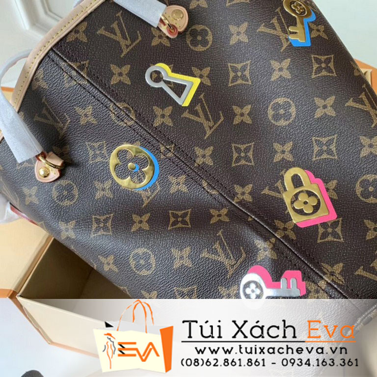 Túi Xách Lv Neverfull Siêu Cấp Hoa Nâu Phụ Kiện M44364