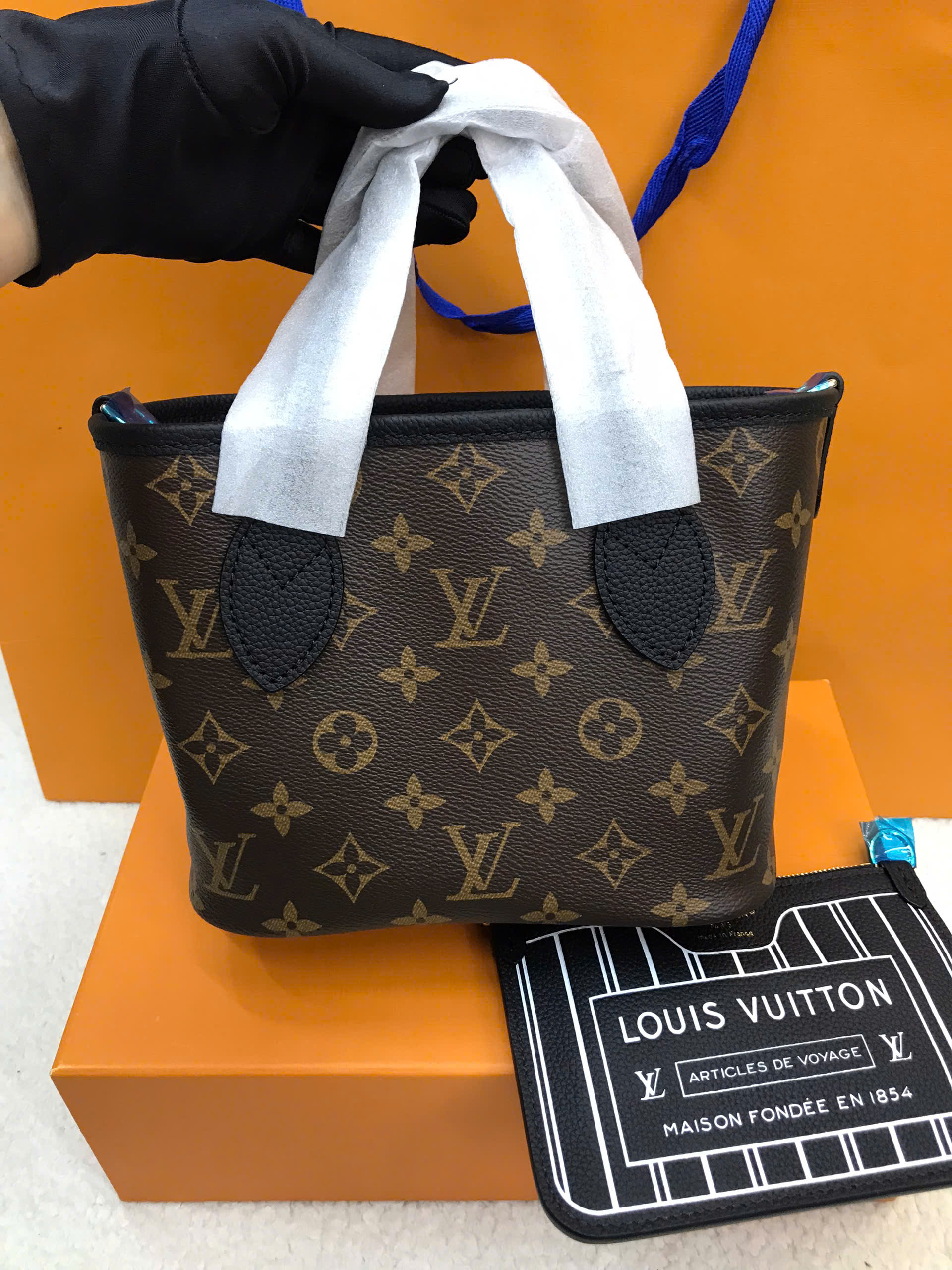 Túi LV Neverfull Bandoulière Inside Out BB Black Siêu Cấp Màu Đen Size 26.5cm M12099