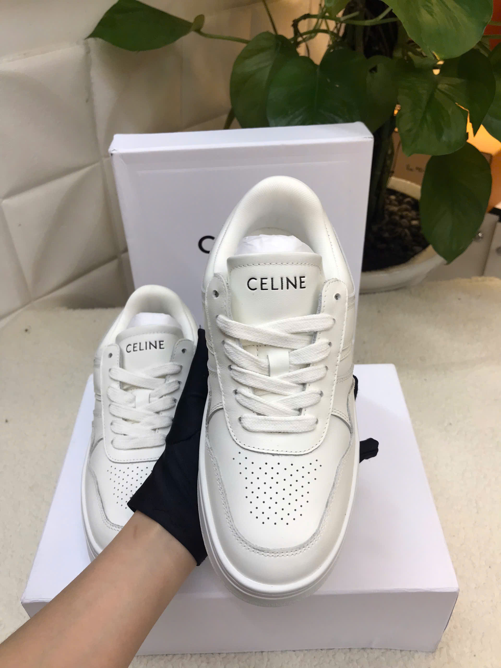 Giày Celine Block Sneakers With Wedge Outsole In Calfskin Siêu Cấp Size 35