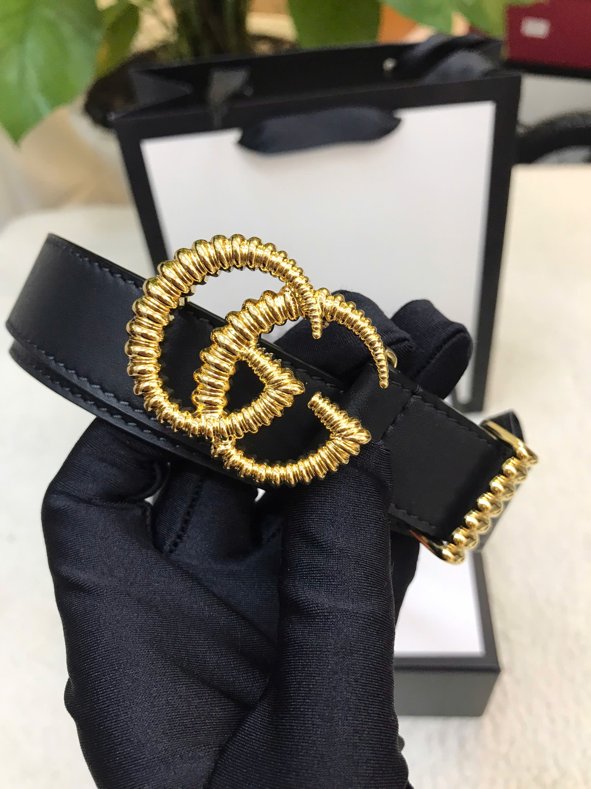 Thắt Lưng Gucci Black Leather Torchon Double G Buckle Belt Siêu Cấp 90-105cm