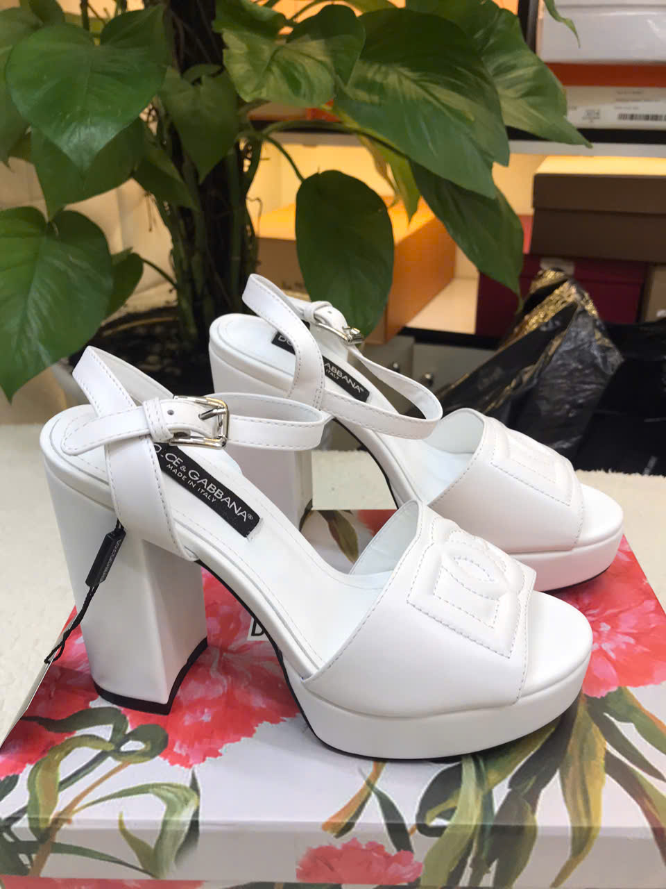 Giày D&G Calfskin Platform Sandals Siêu Cấp Màu Trắng Size 36