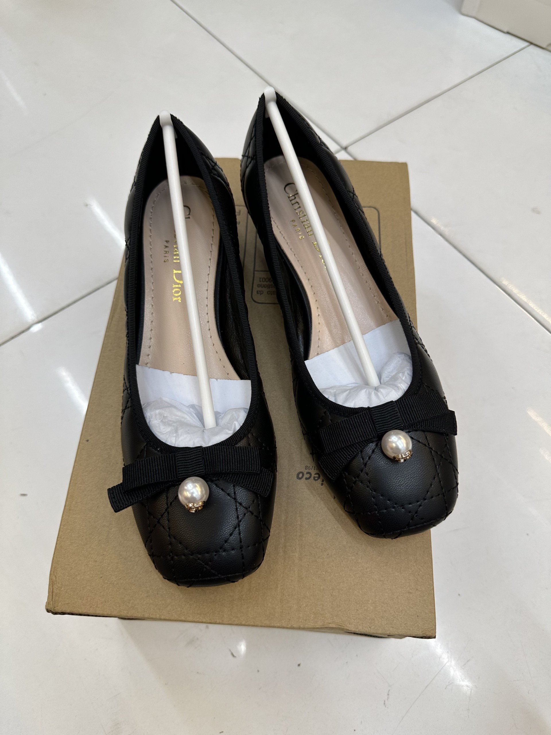 Giày Dior Ballet Pump Black Quilted Cannage Calskin Reference Siêu Cấp Size 35