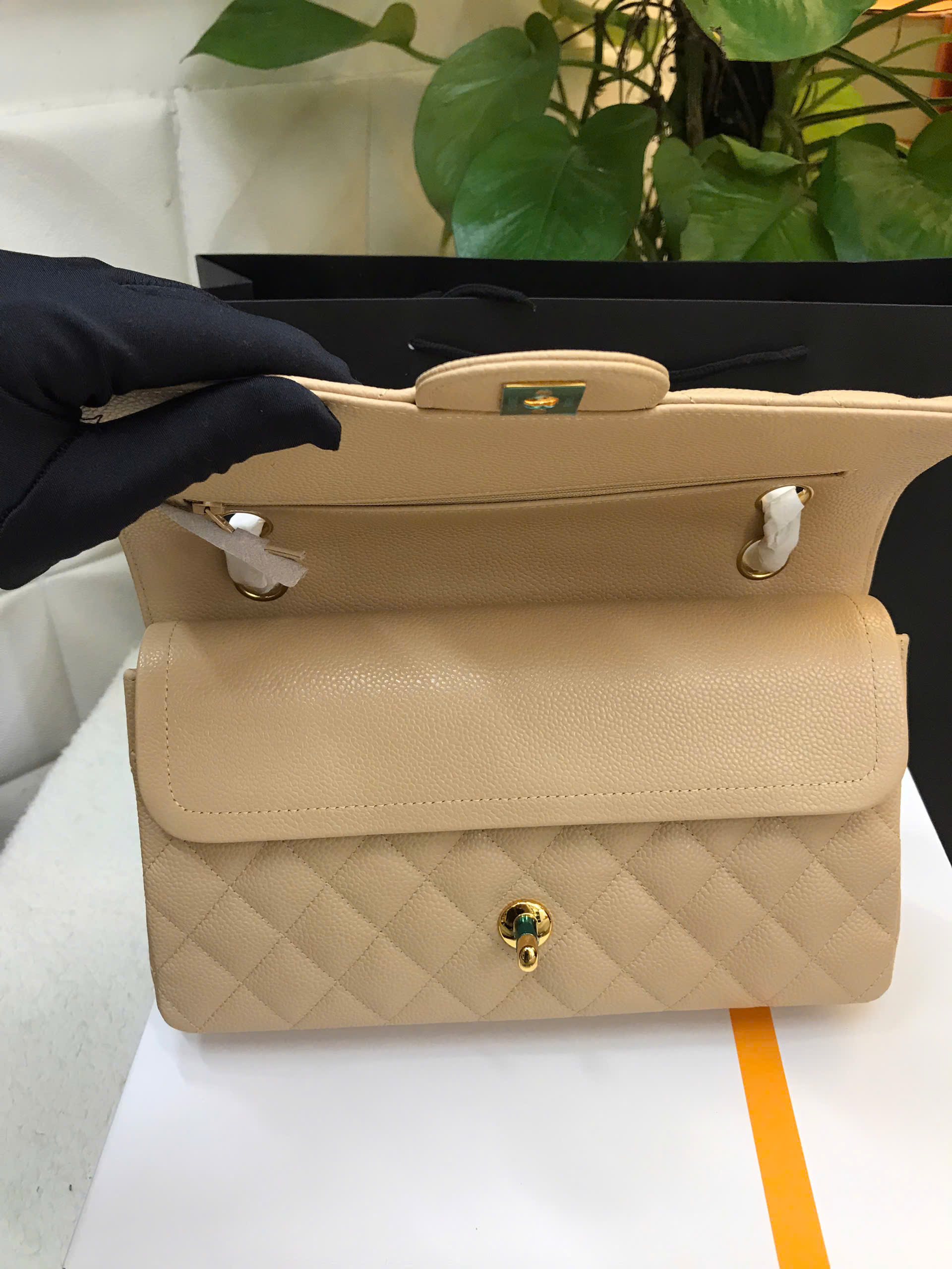 Túi Chanel Medium Classic Flap Beige Siêu Cấp Màu Be Size 25cm