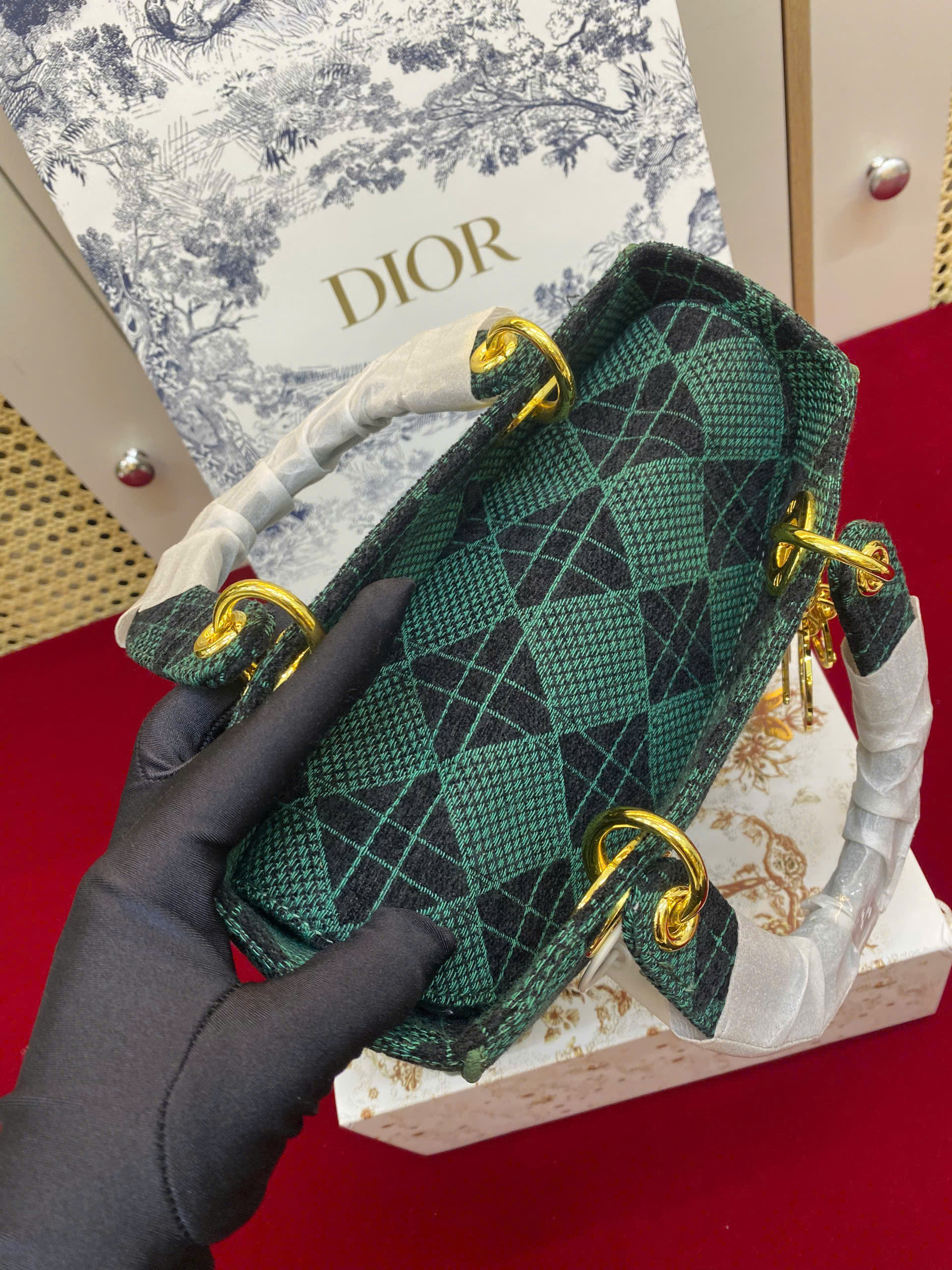 Túi Xách Dior Lady Super D-Lite In Green Size 24cm