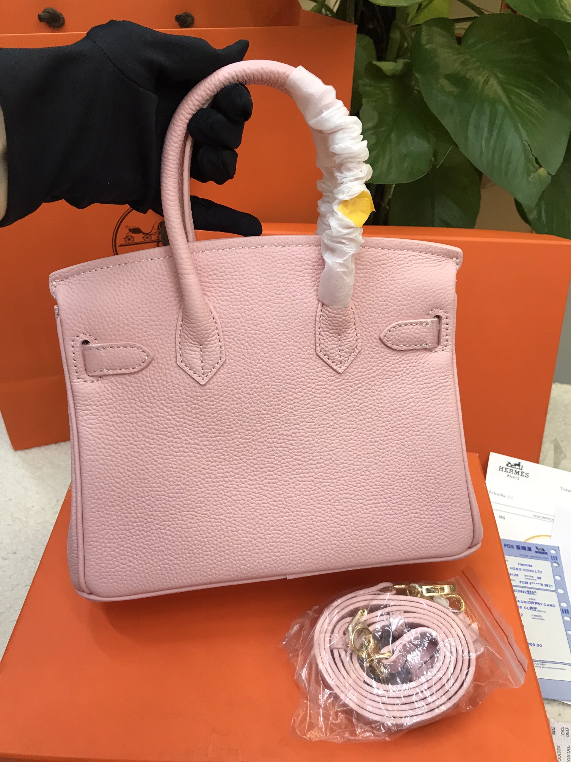 Túi Hermes Birkin 25 Màu Hồng Nhạt Khóa Vàng Size 25cm