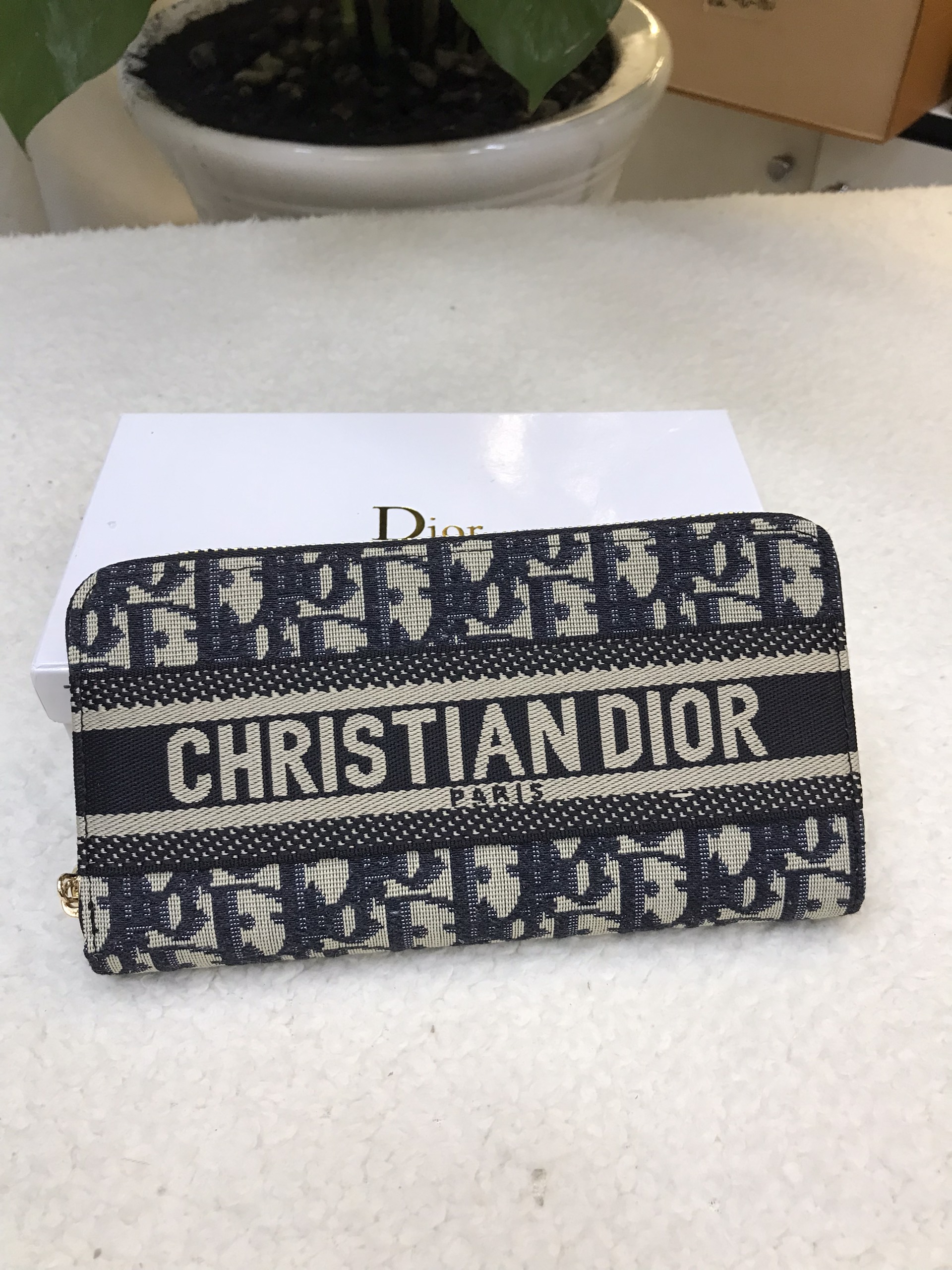 Ví Dior Zipped Long Wallet Super Màu Xanh Đen