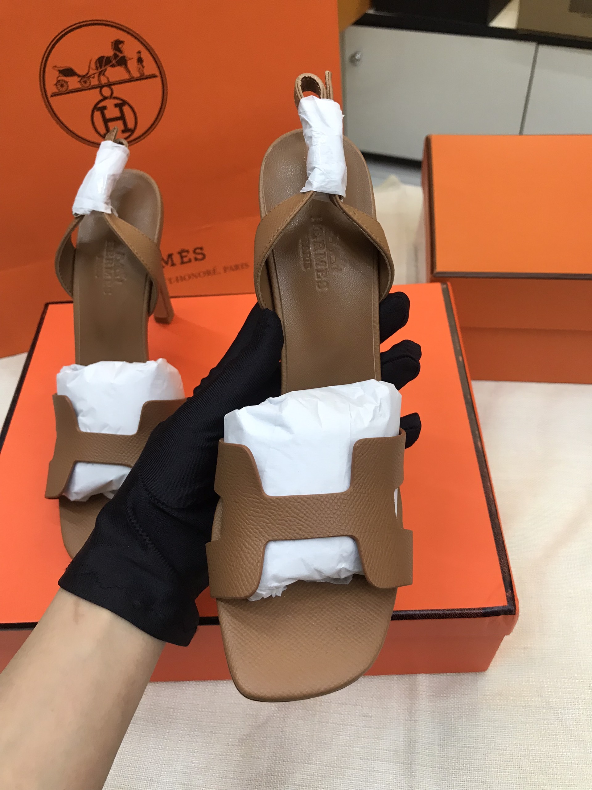 Giày Hermes Sandal Siêu Cấp Màu Nâu Size 37