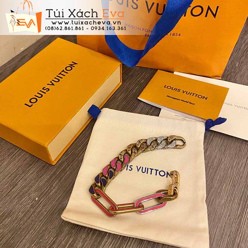 Vòng Tay LV Chain Links Patches Siêu Cấp Màu Vàng Đẹp.