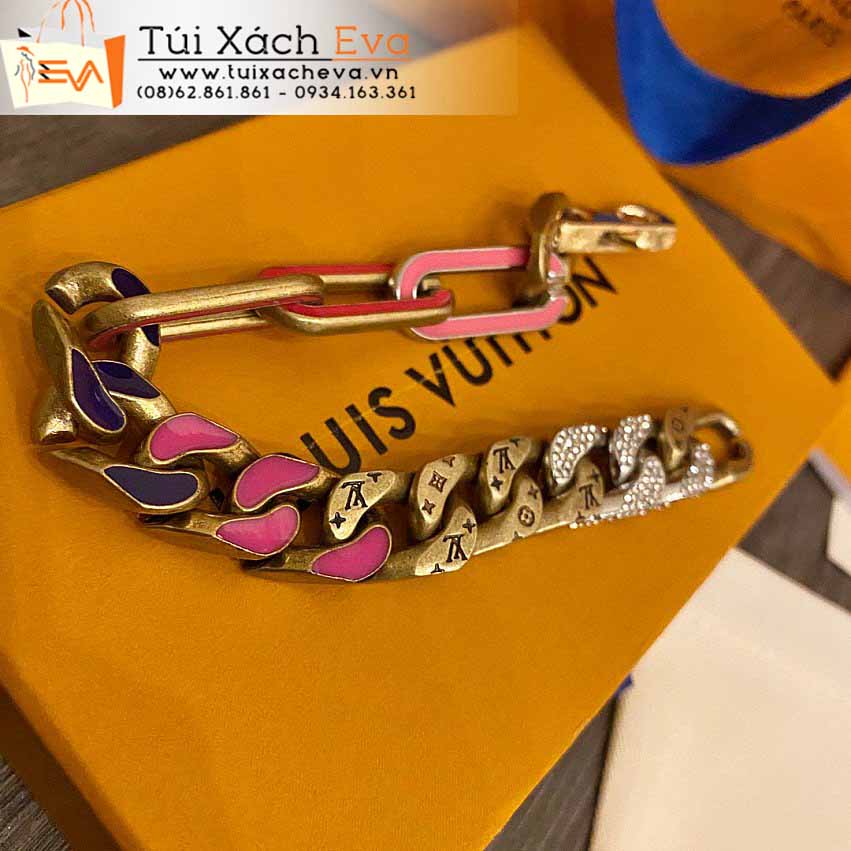 Vòng Tay LV Chain Links Patches Siêu Cấp Màu Vàng Đẹp.