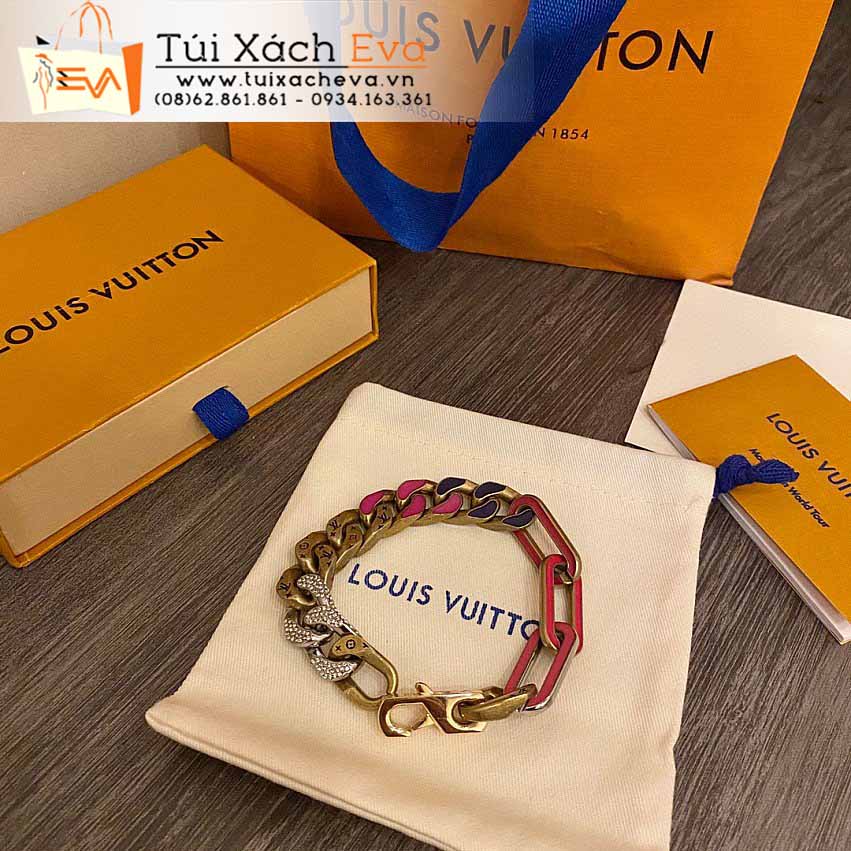 Vòng Tay LV Chain Links Patches Siêu Cấp Màu Vàng Đẹp.