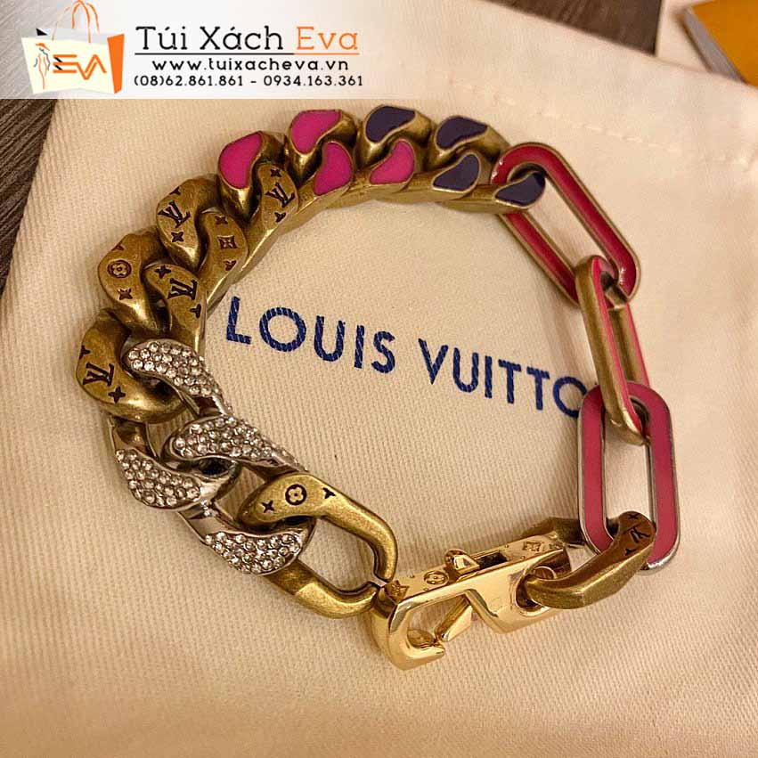 Vòng Tay LV Chain Links Patches Siêu Cấp Màu Vàng Đẹp.