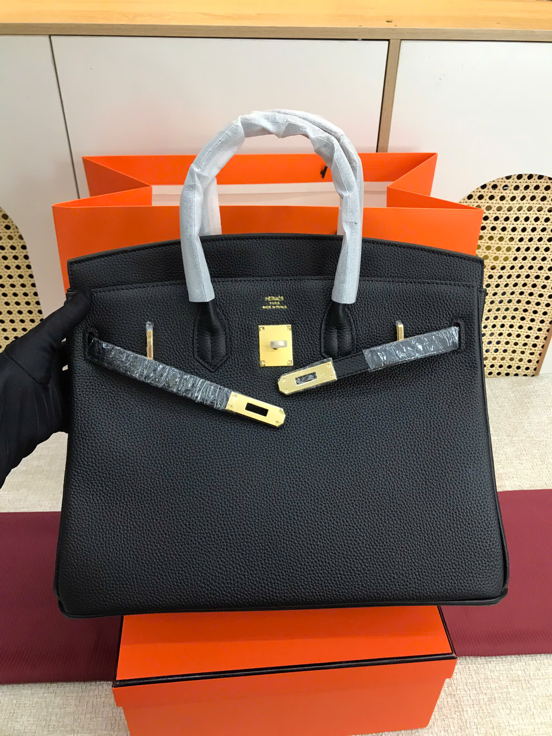 Túi Hermes Birkin Super Màu Đen Lót Hồng Size 35cm