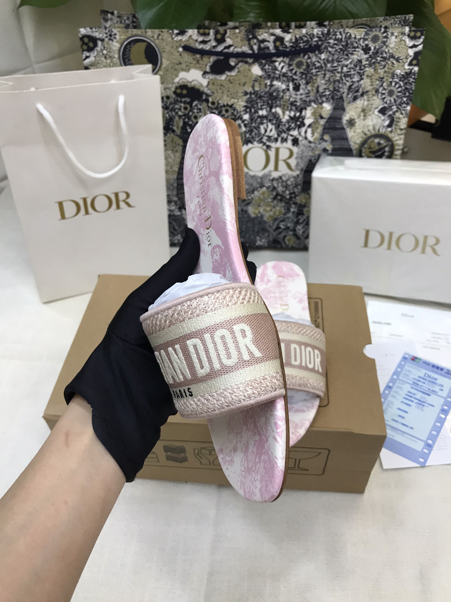 Dép Dioriviera Dway Slide Candy Pink Siêu Cấp Size 37