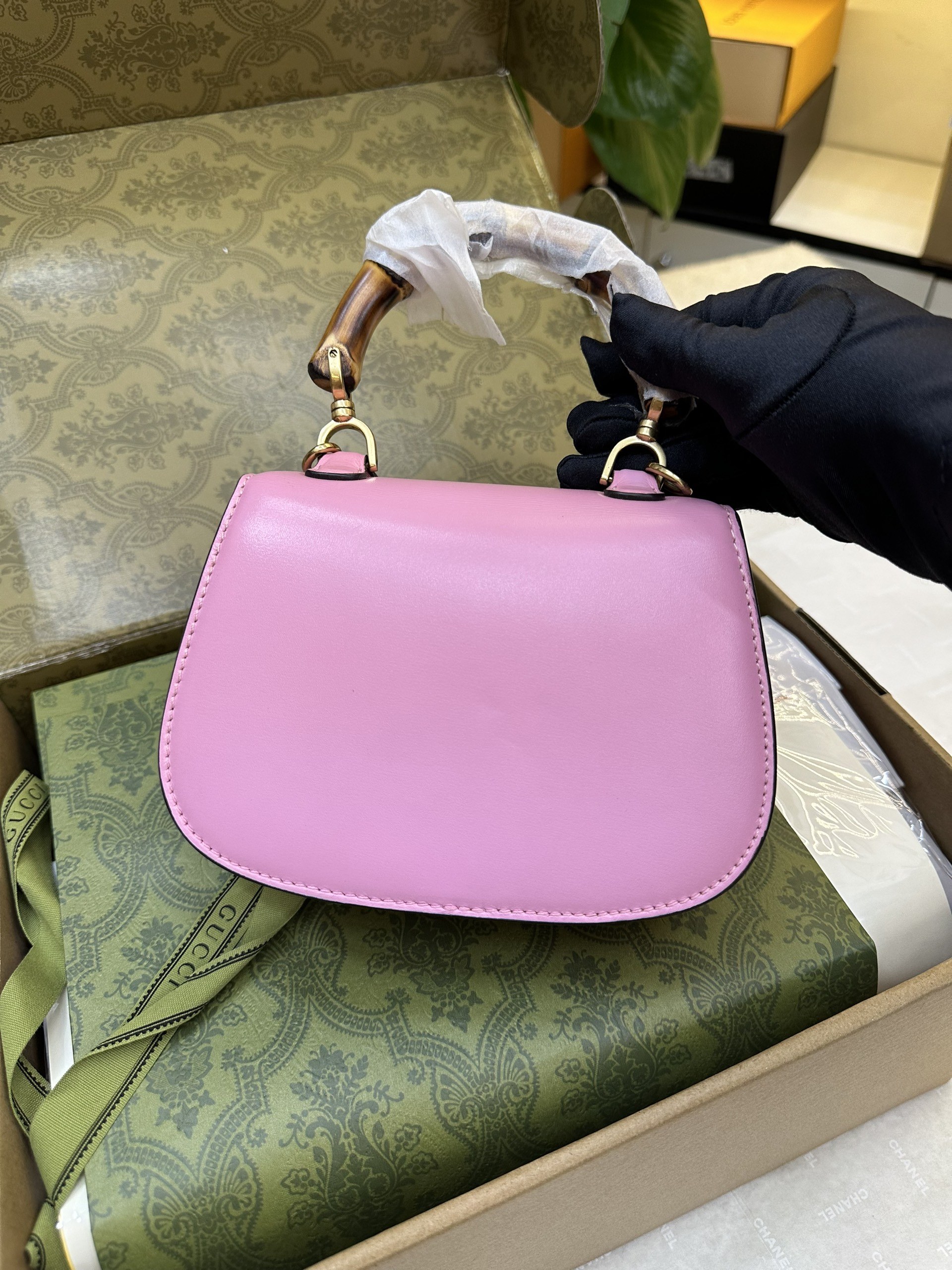 Túi Gucci Bamboo 1947 Mini Top Handle Bag Pink Leather Vip Màu Hồng Size 17cm