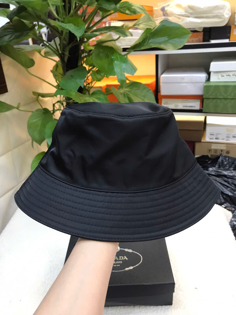 Nón Prada Re-Nylon Bucket Hat Siêu Cấp Màu Đen