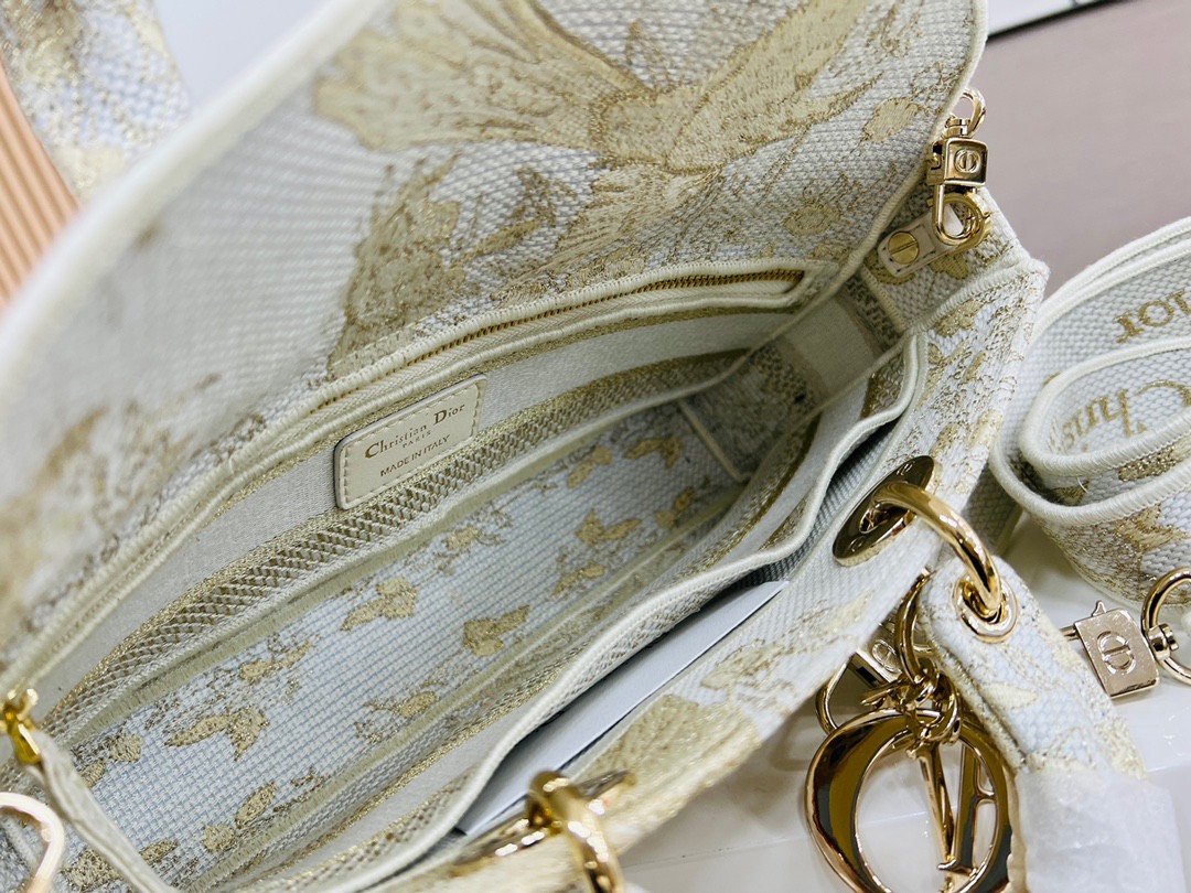 Túi Xách Dior Lady D-Joy Siêu Cấp Thổ Cẩm Màu Vàng Size 26cm