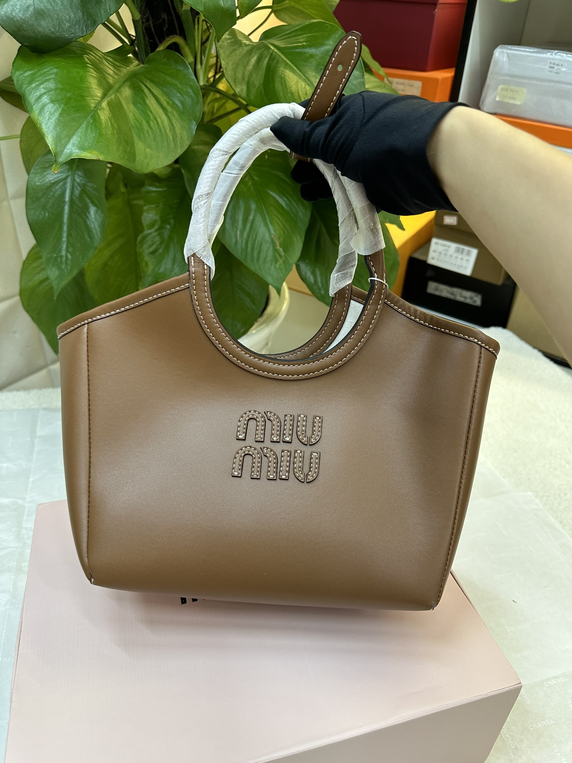 Túi Miu Miu Bolso IVY De Piel Super Màu Nâu Size 23cm