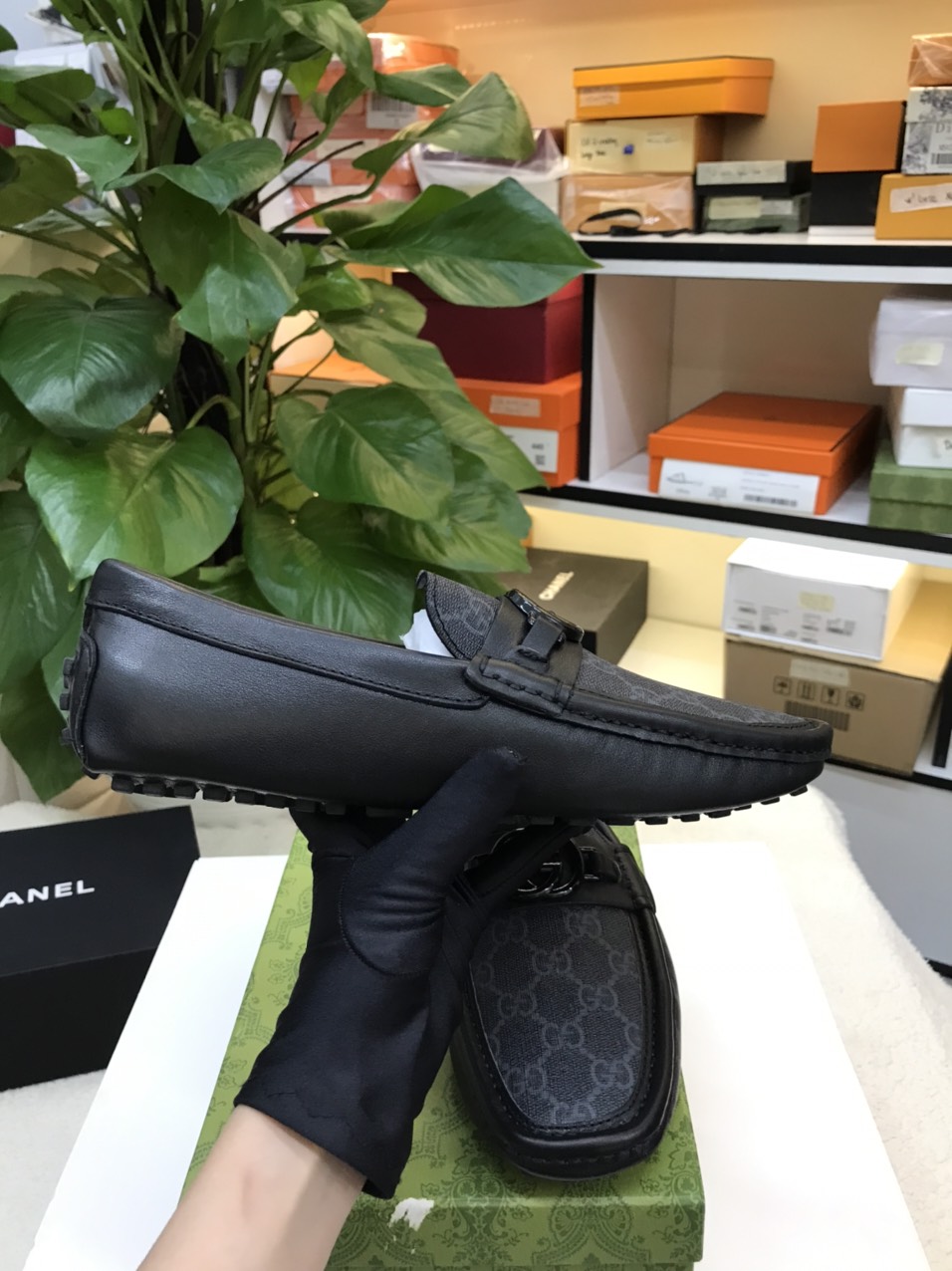 Giày Lười Nam Gucci Moca Men%&&&%s Interlocking G Drive Siêu Cấp Size 38