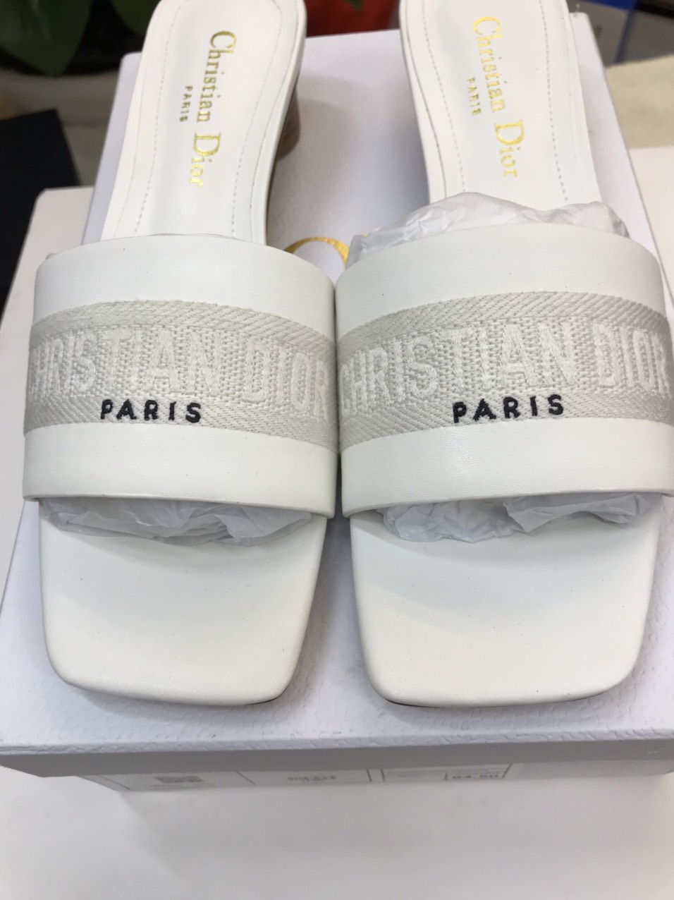 Giày Dior Dway Heeled Slide Siêu Cấp Màu Trắng Size 39