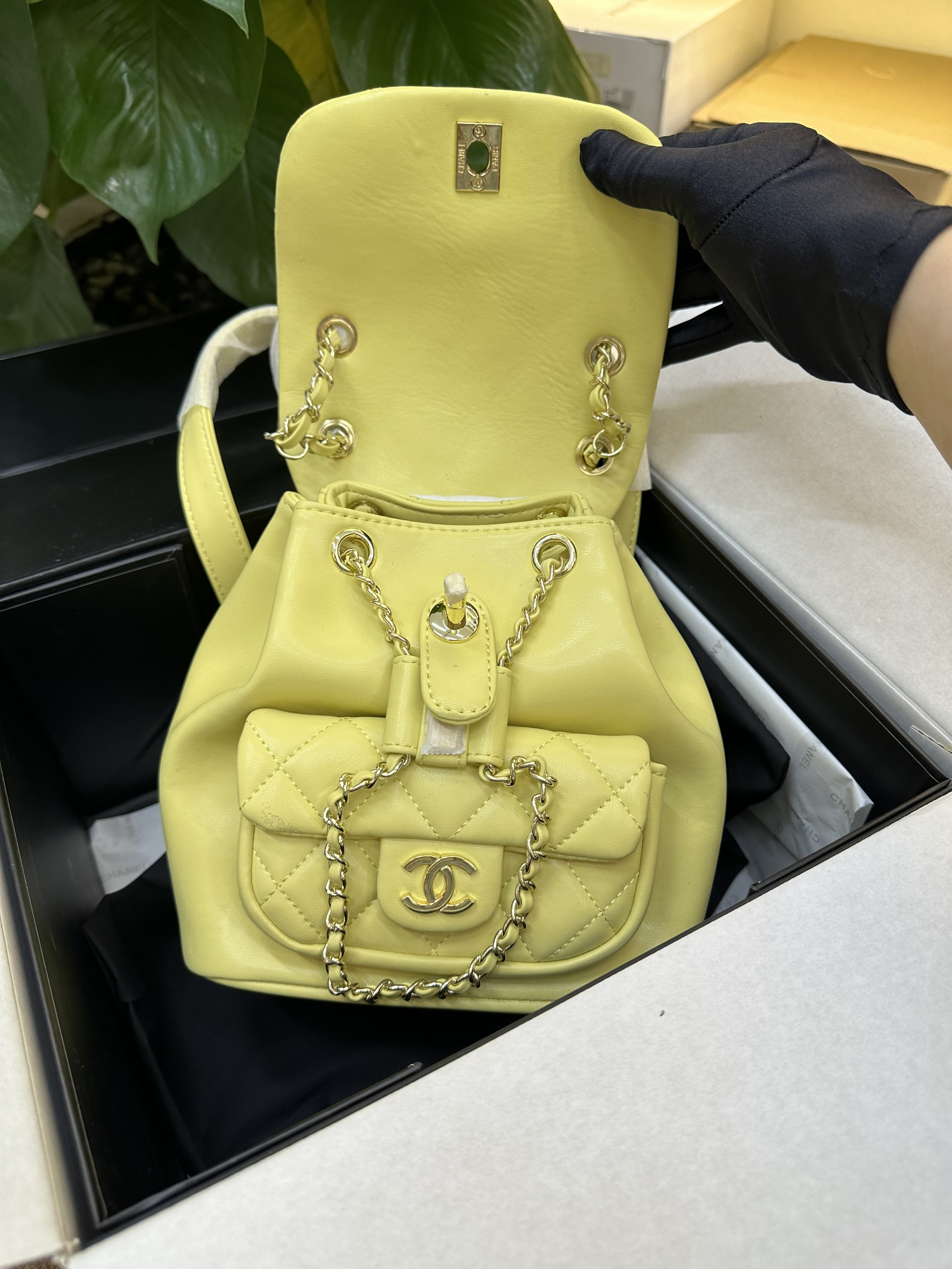 Balo Chanel Duma Super Màu Vàng Size 18cm