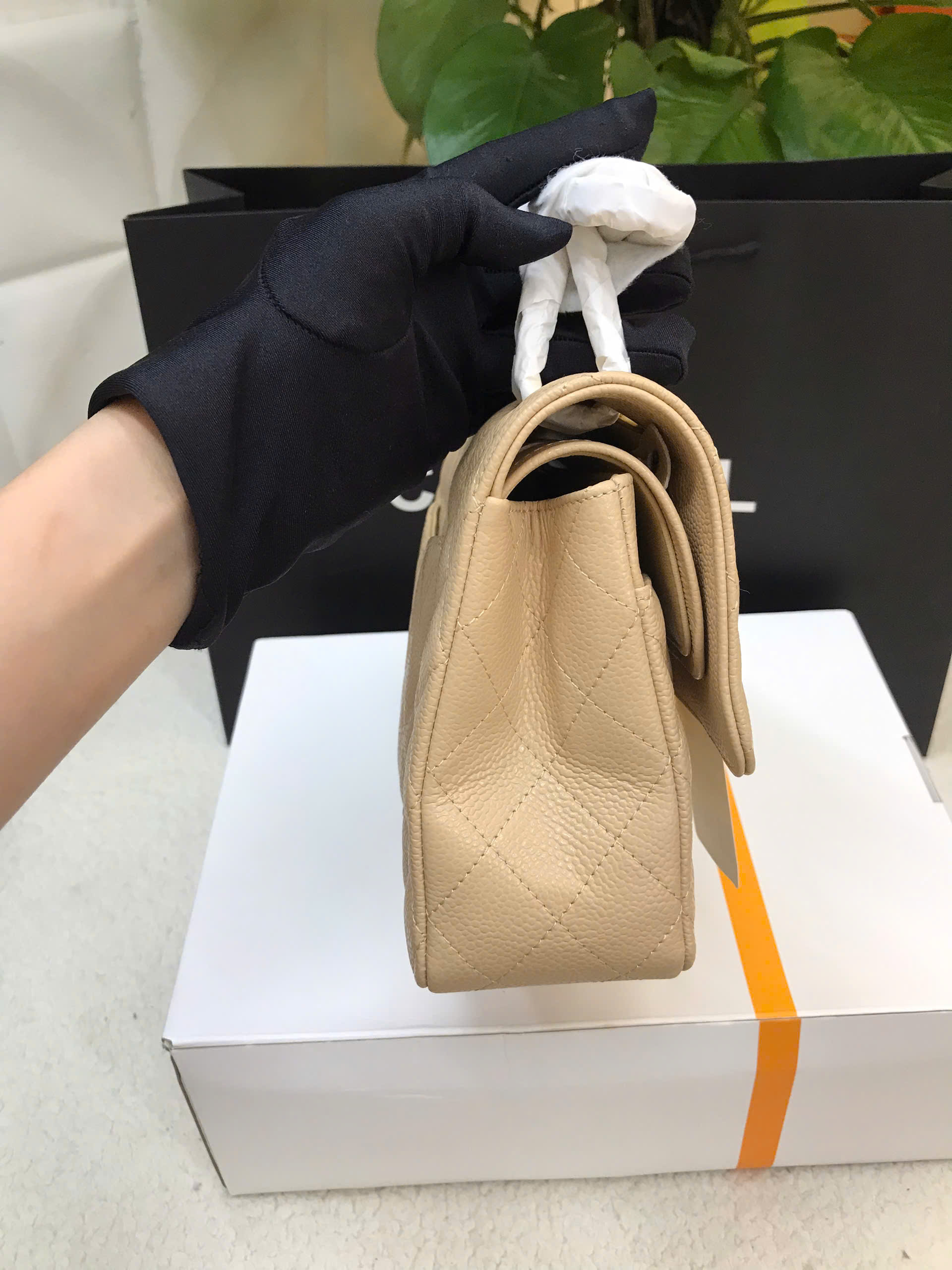 Túi Chanel Medium Classic Flap Beige Siêu Cấp Màu Be Size 25cm