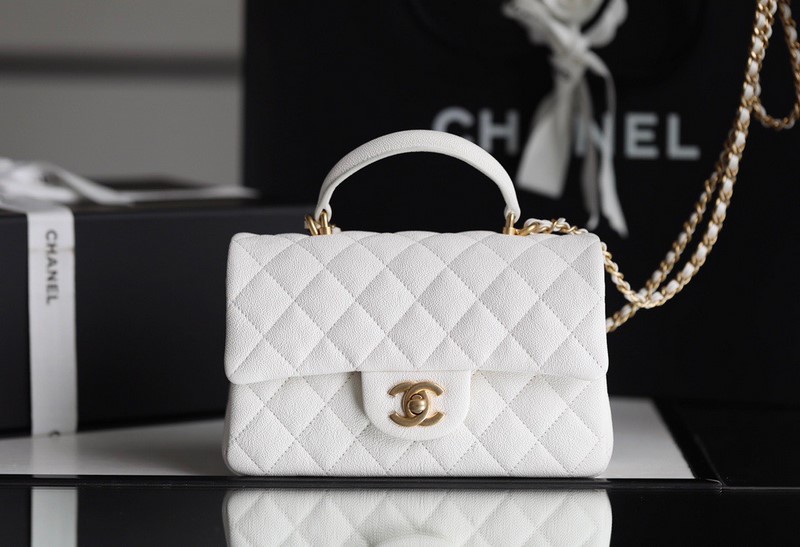Túi Xách Chanel MINI Flap Bag White Gold