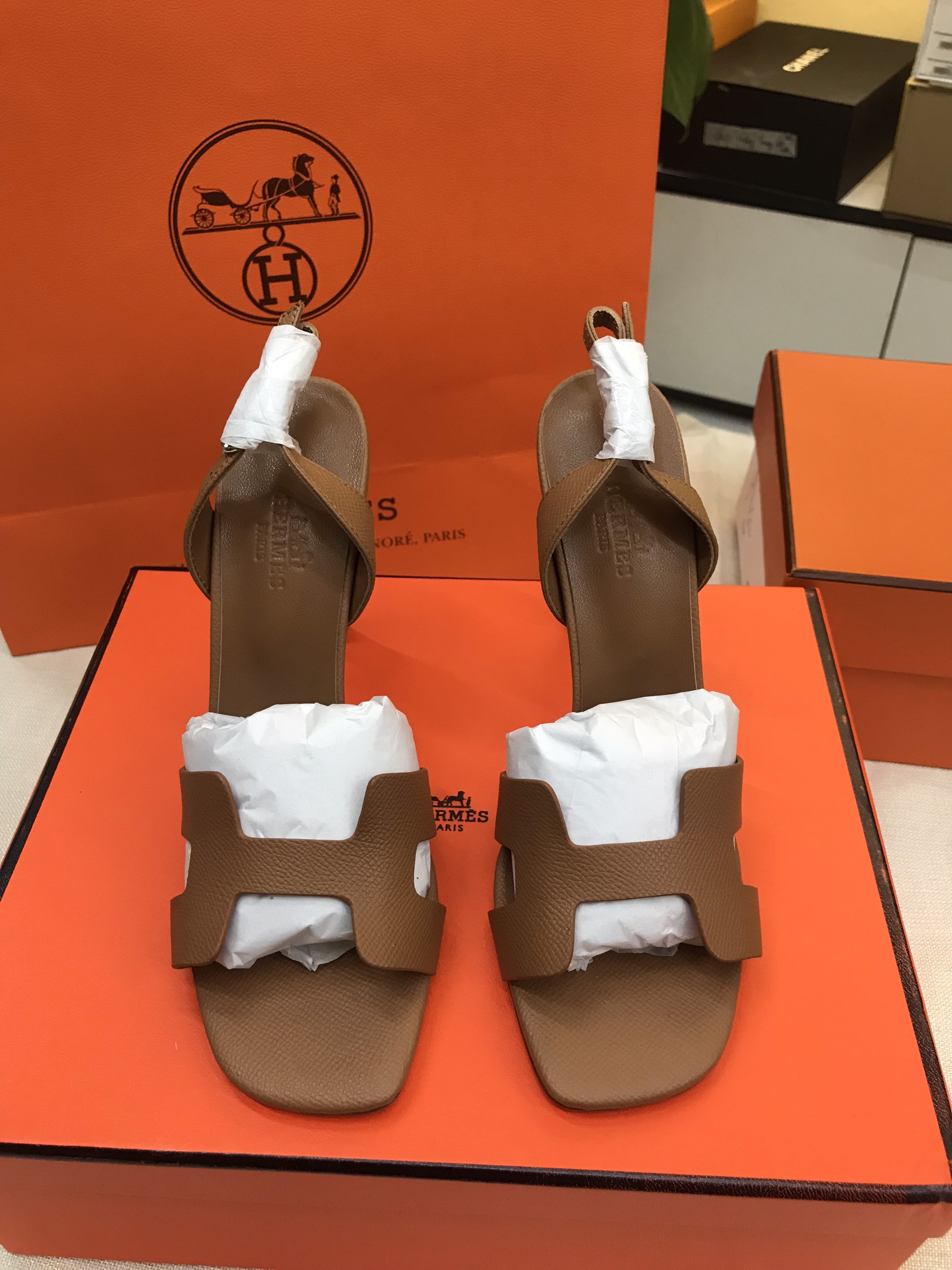 Giày Hermes Sandal Siêu Cấp Màu Nâu Size 37