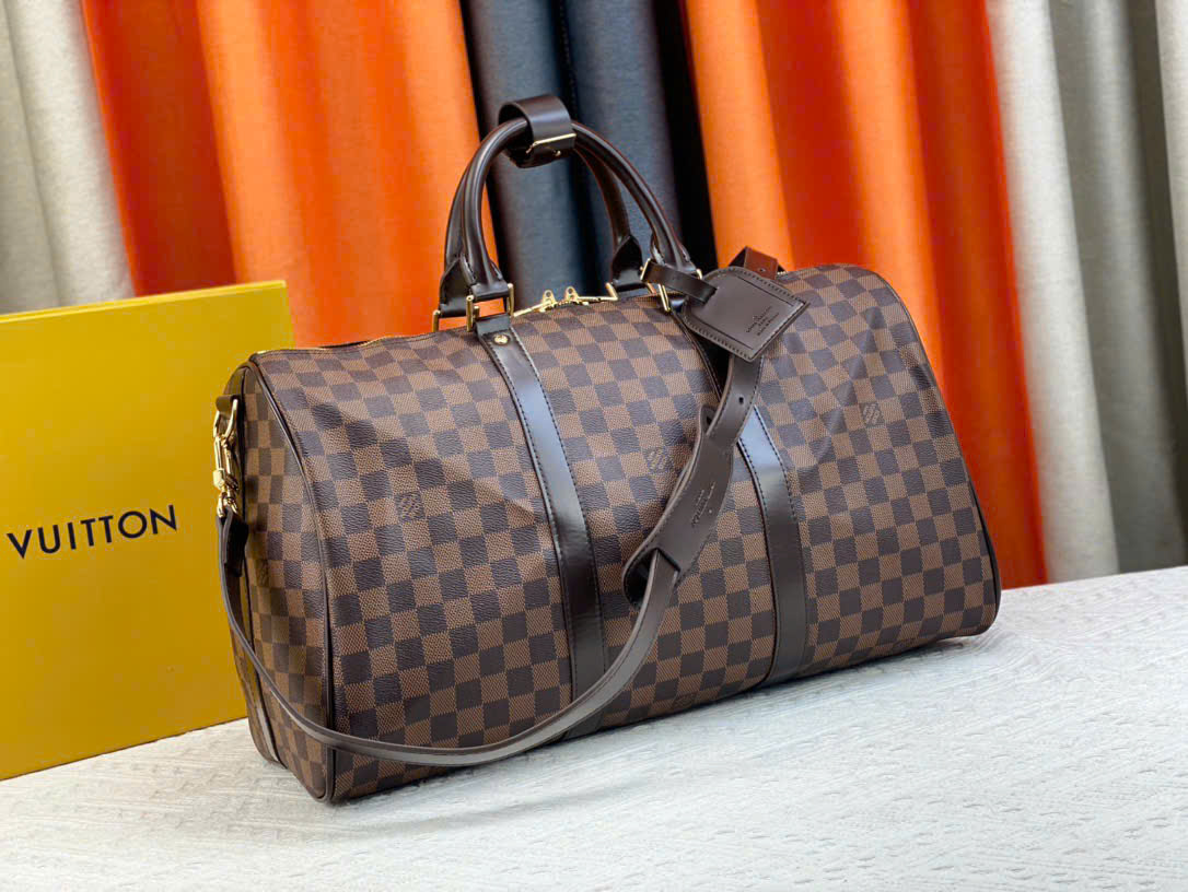 Túi Du Lịch LV Keepall Damier Graphite Ô Nâu Size 50cm N41414