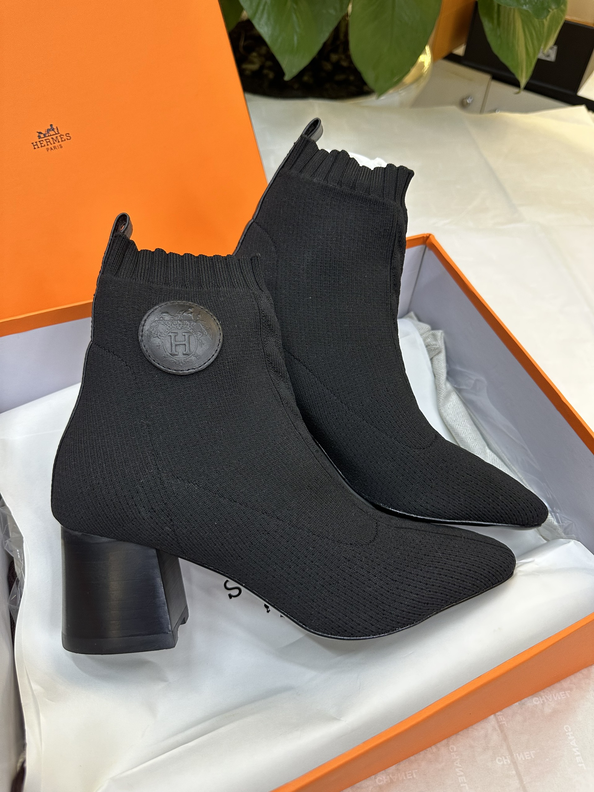 Giày Hermes Jenna 90 Ankle Boot Black Siêu Cấp Size 36