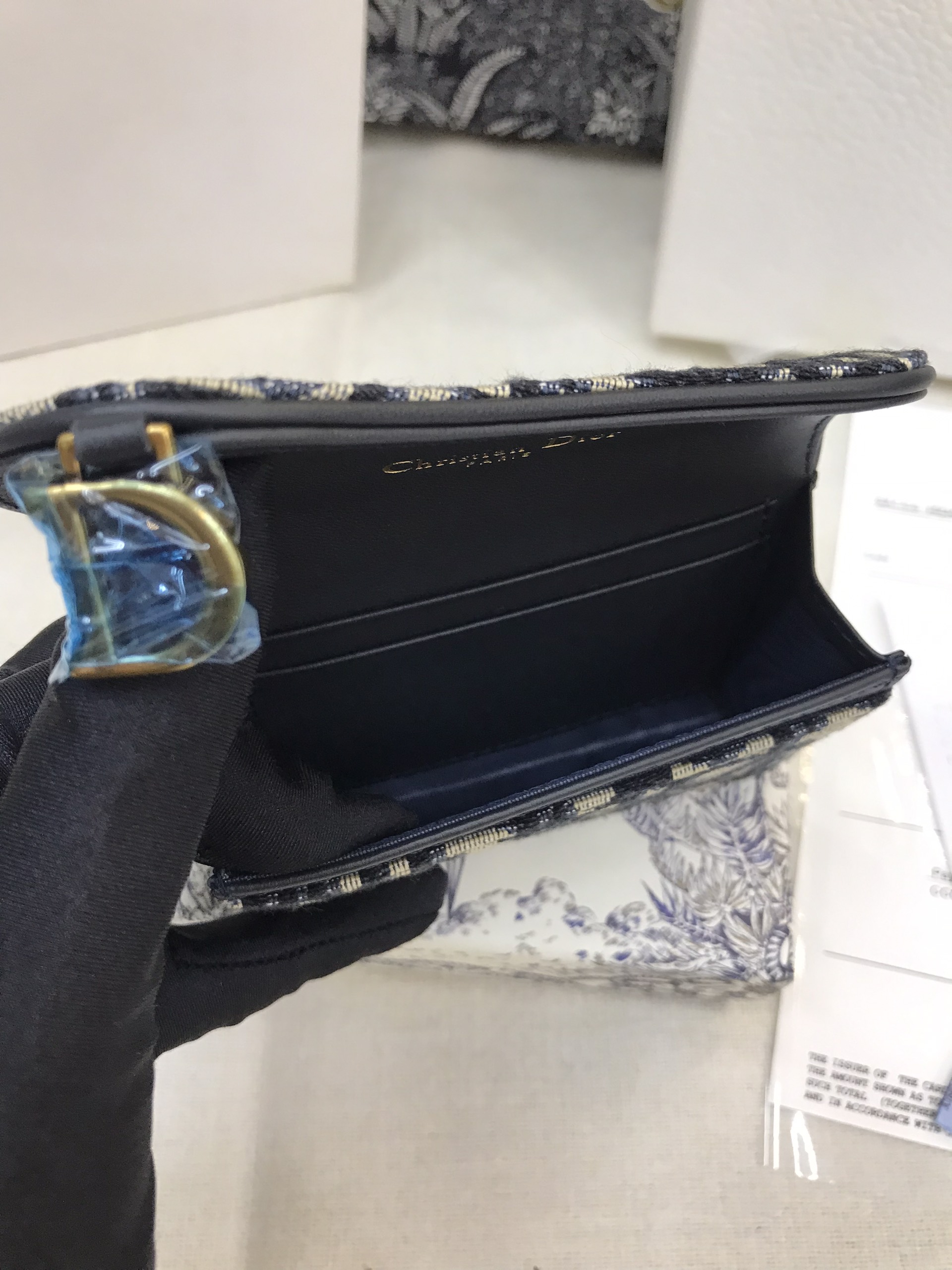 Ví Saddle Lotus Wallet Blue Dior Oblique Jacquard Siêu Cấp