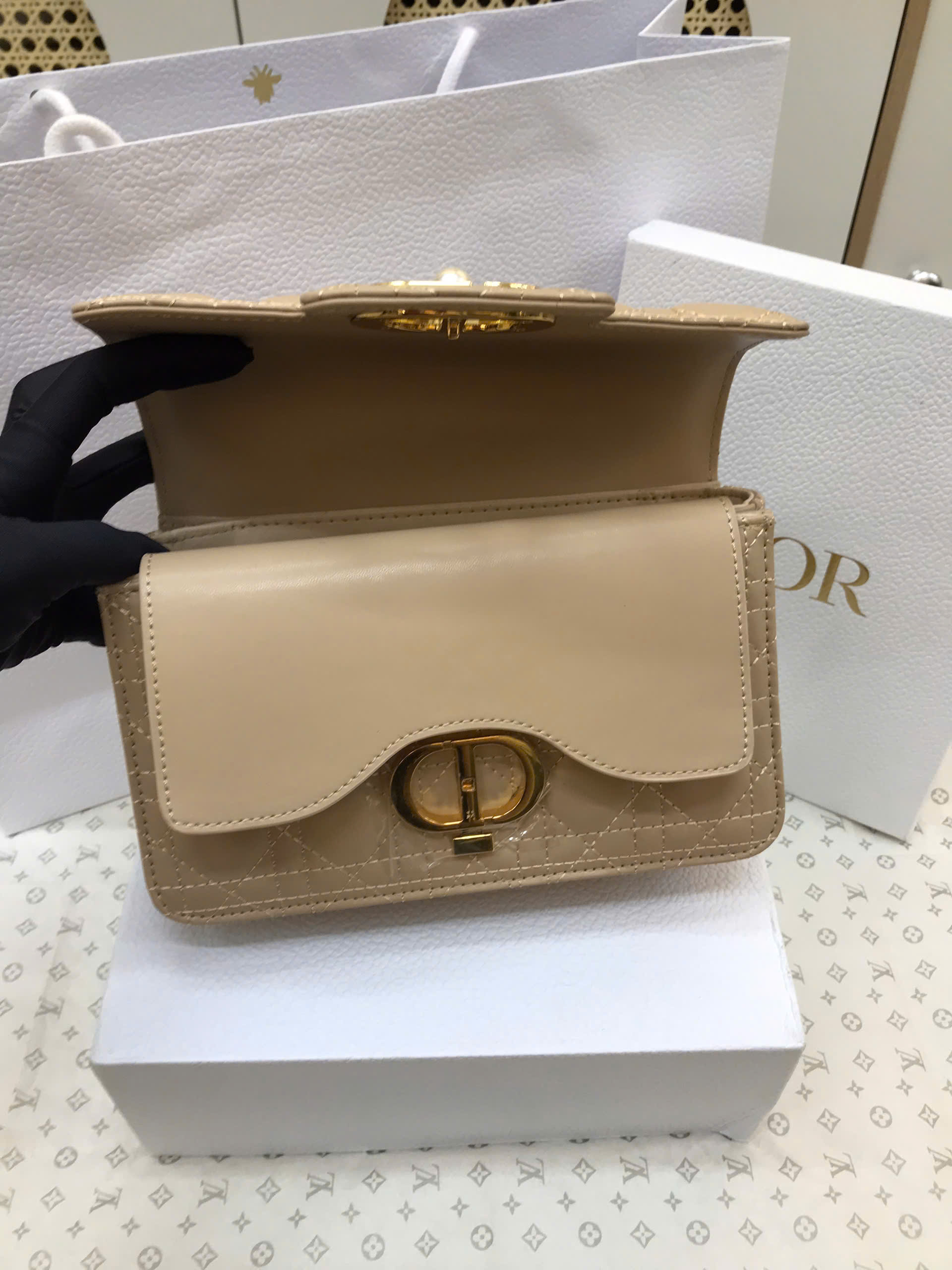 Túi Dior Small Dior Jolie Top Handle Bag Super Màu Be Size 22cm