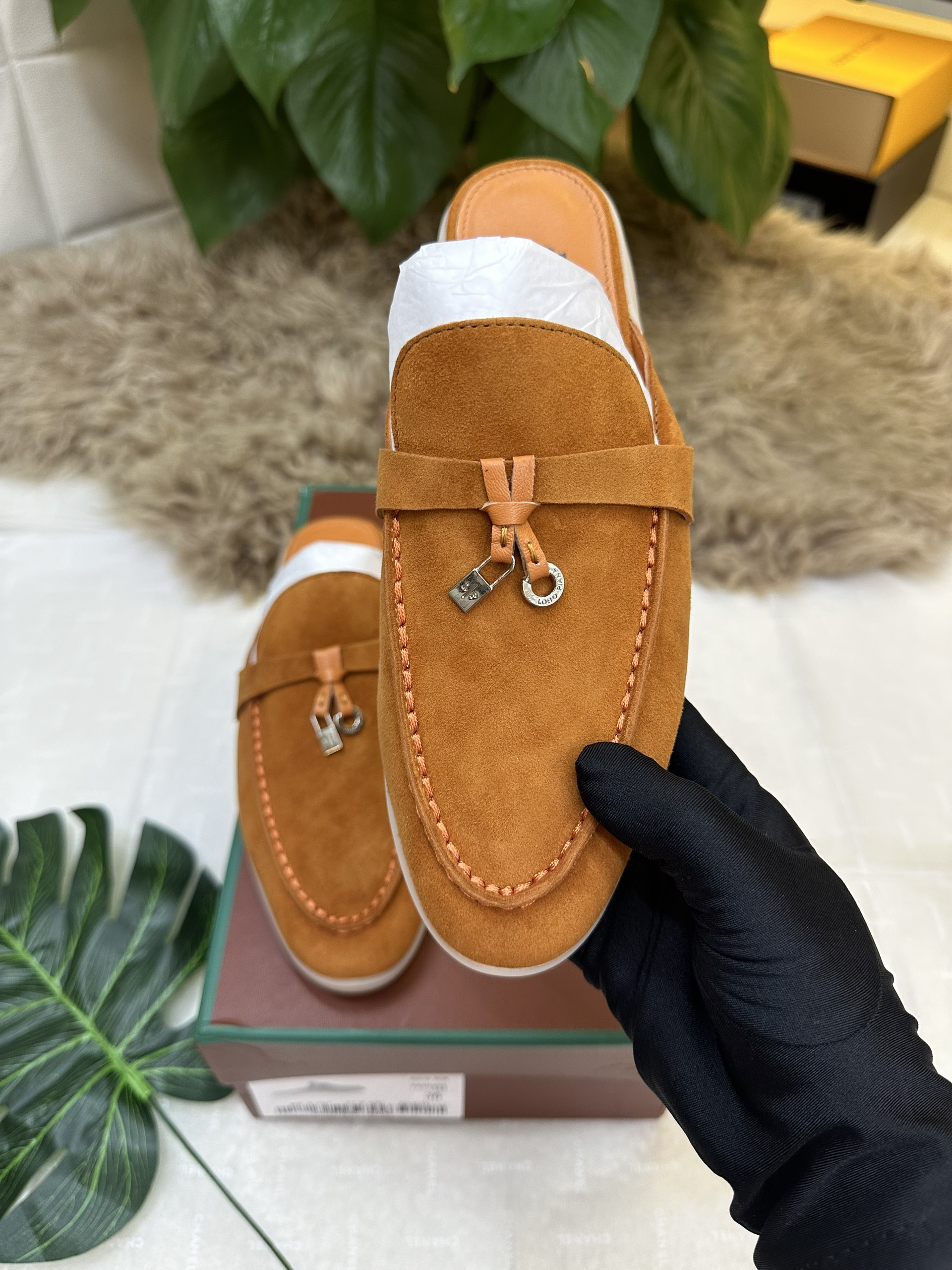 Giày Lười Loro Piana Siêu Cấp Màu Nâu Size 36