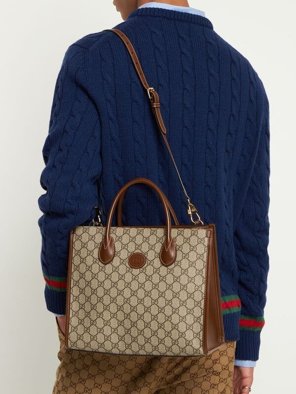 Túi Tote Gucci GG Supreme Canvas Medium Tote Super Bag Màu Be Size 31cm
