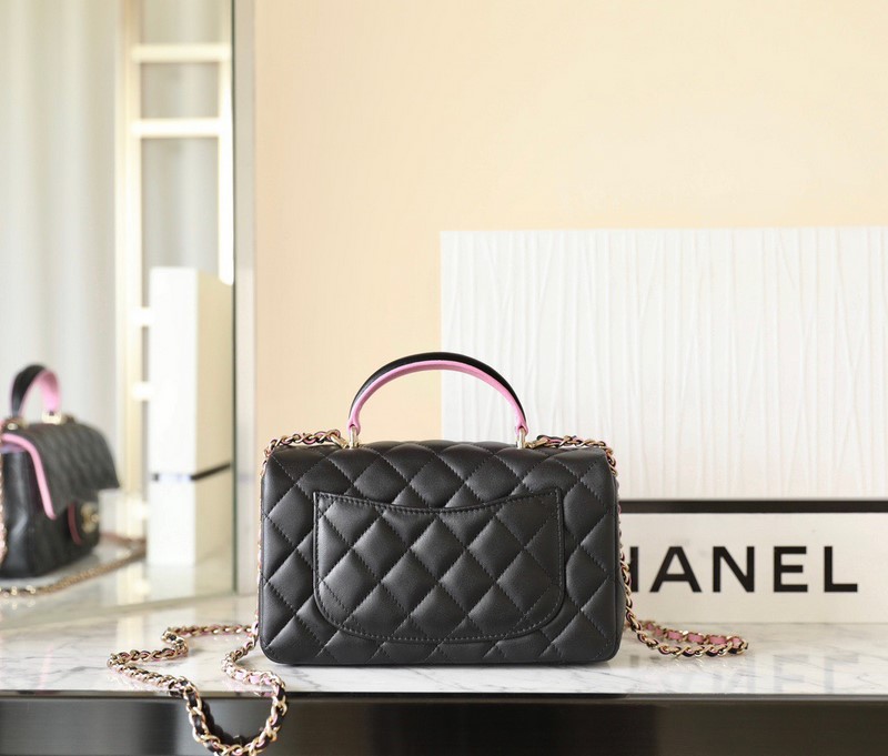 Túi Xách Chanel Mini Chanel 23P Black / Pink Lambskin Top Handle Mini