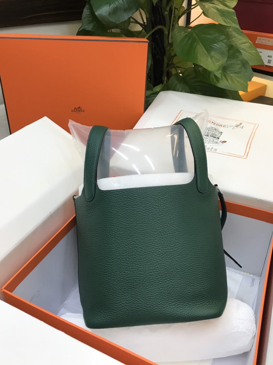 Túi Hermes Picotin 22 Vip Màu Xanh Rêu Khóa Bạc Size 22cm Chưa Kèm Box