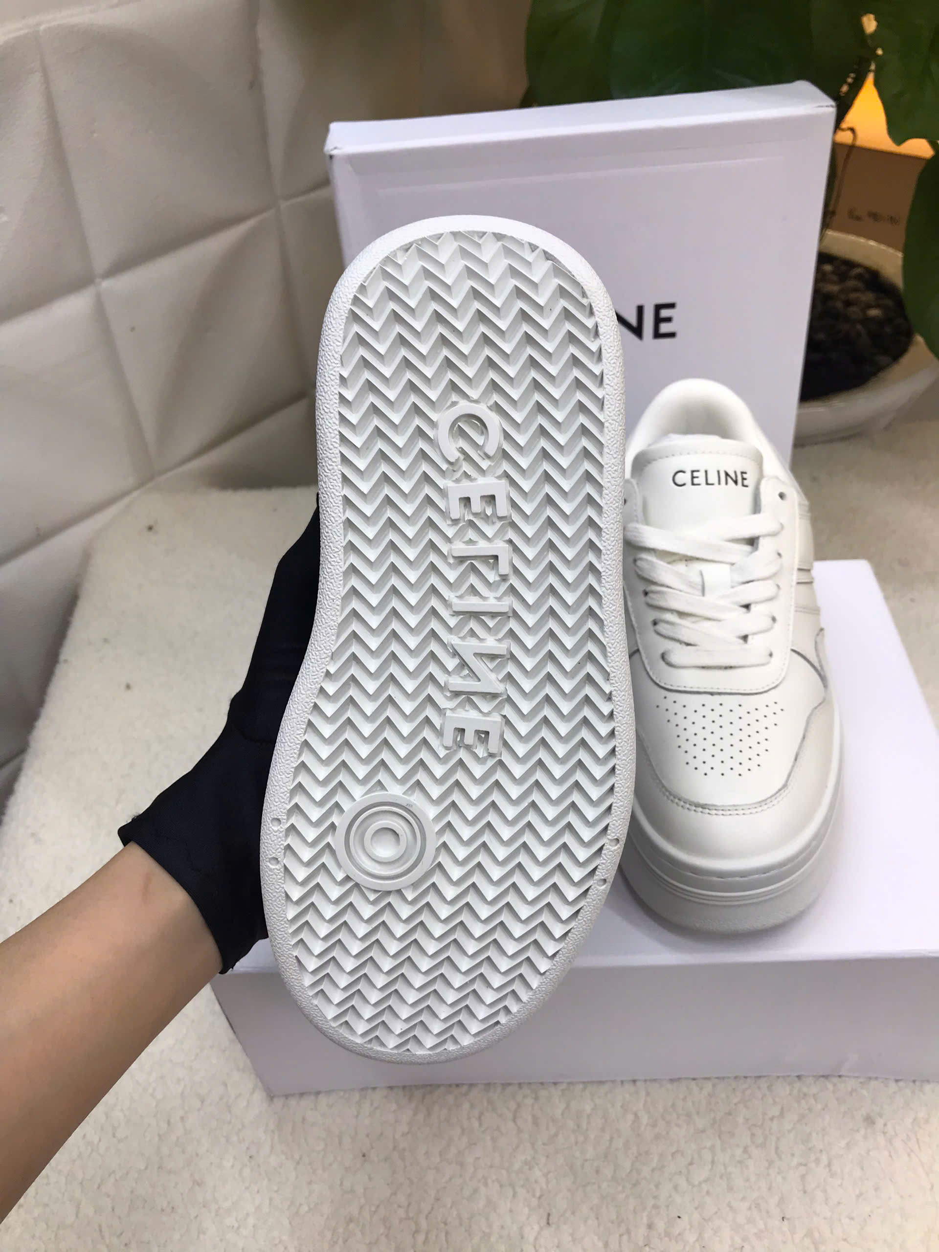 Giày Celine Block Sneakers With Wedge Outsole In Calfskin Siêu Cấp Size 35