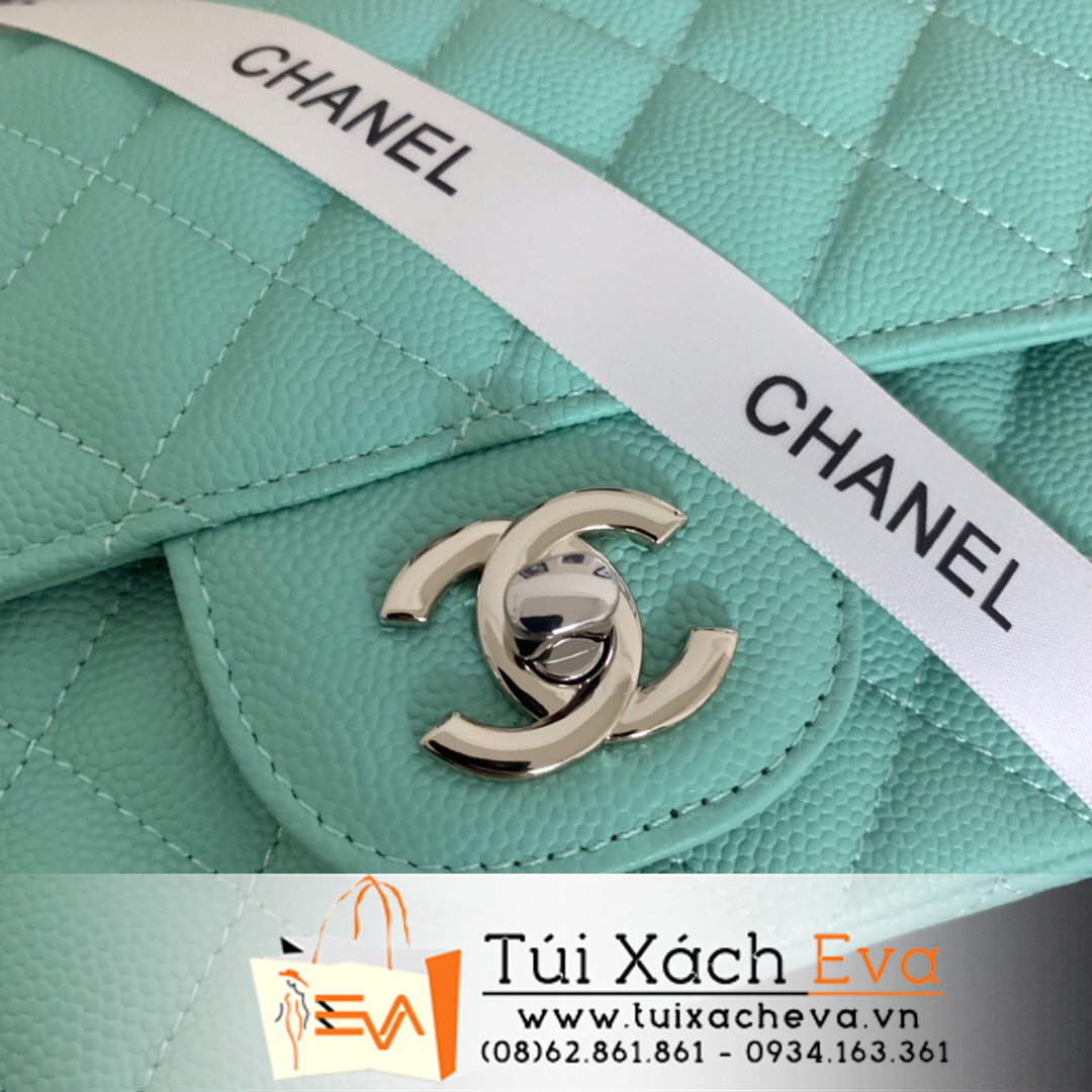 Túi Xách Chanel Classic Siêu Cấp Da Hạt Màu Xanh