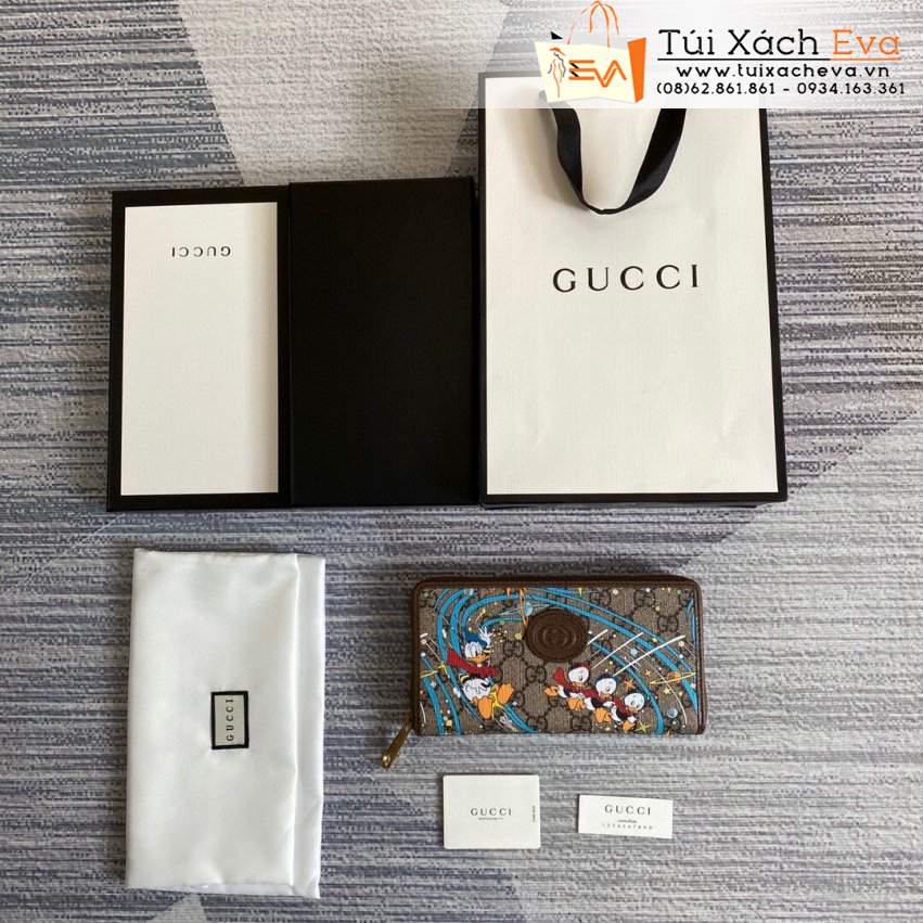 Ví cầm tay Gucci Disney Donald Duck Bag Siêu Cấp Màu Nâu Đẹp M647940.